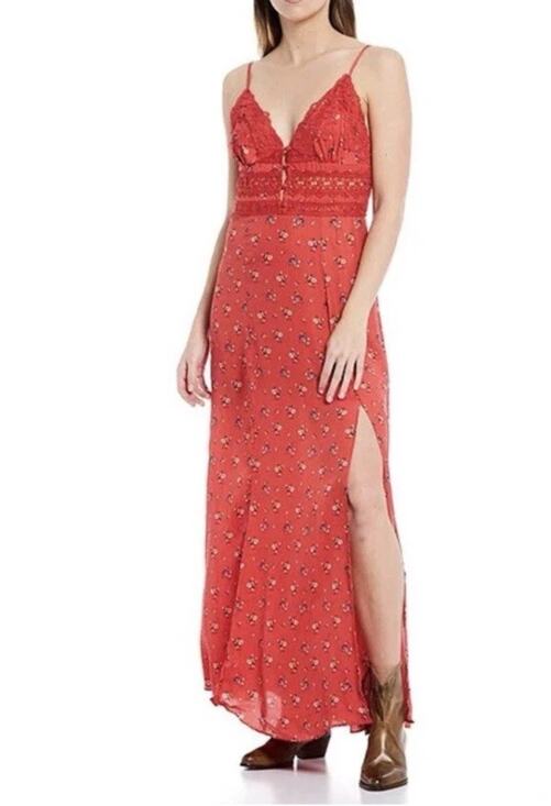 Free People Dresses & Skirts - Free people Out & About Maxi Slip Dress In Cute Floral-red Size S